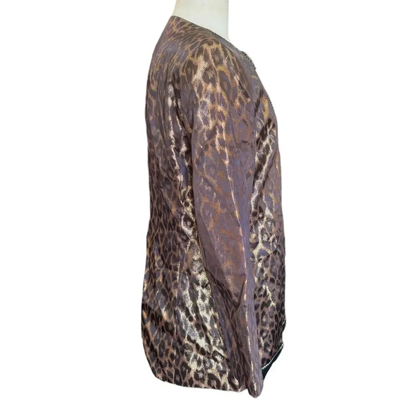 CLARA CLARA NYC Vintage Silk 1980s Rhinestone Embellished Cheetah Print Coat - Picture 4 of 9